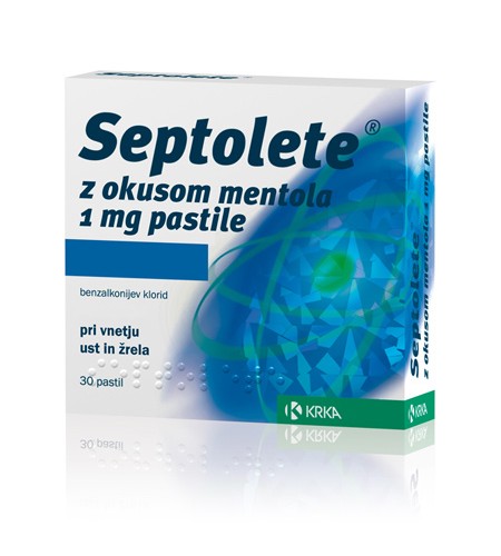 Septolete z okusom mentola, 30 pastil