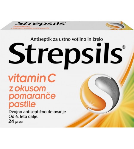 Strepsils vitamin C z okusom pomaranče, 24 pastil