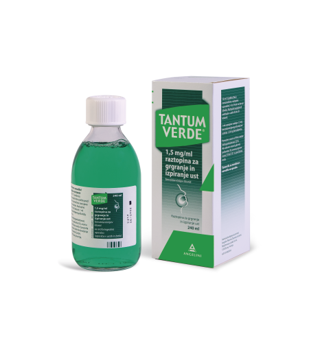 Tantum Verde 1,5mg/mL, raztopina za grgranje in izpiranje ust, 240mL