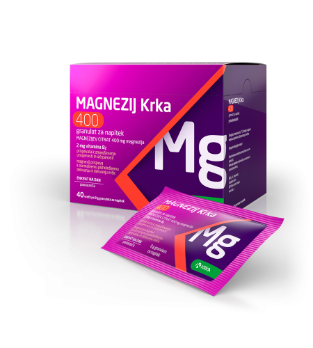 Magnezij KRKA 400 granulat za napitek 40 vrečk Magnezij KRKA 400 granulat za napitek 40 vrečk