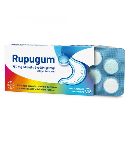 RUPUGUM 750 mg žvečilni gumi 20x