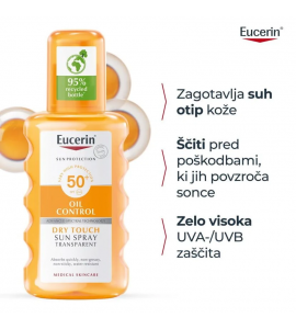 Eucerin Sun sprej za zaščito pred soncem ZF50, prozoren 200 ml